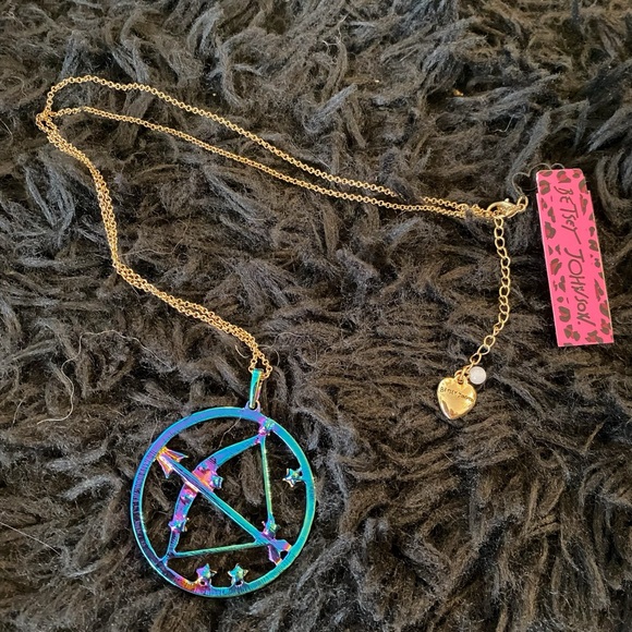 BETSEY JOHNSON Two-Tone Multi-Stone Sagittarius Zodiac Pendant Necklace NWT - Picture 11 of 16